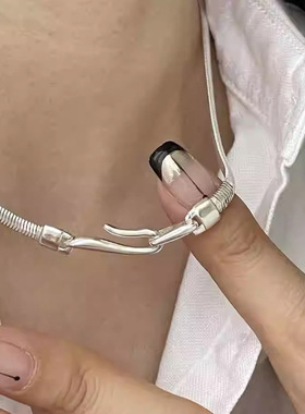 包邮超闪挂钩蛇骨项链女简约时尚个性百搭精致S925镀银锁骨链ins