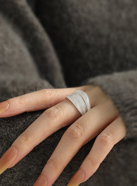 包邮甜美多层线条百搭戒指女几何简约线条开口指环小众设计感食指