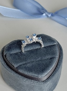 包邮蓝色冰川不规则戒指女百搭时尚甜酷气质开口指环ins风小众食