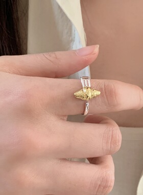 包邮个性可颂叉子戒指女碱水牛角包设计ins小众独特开口指环食指