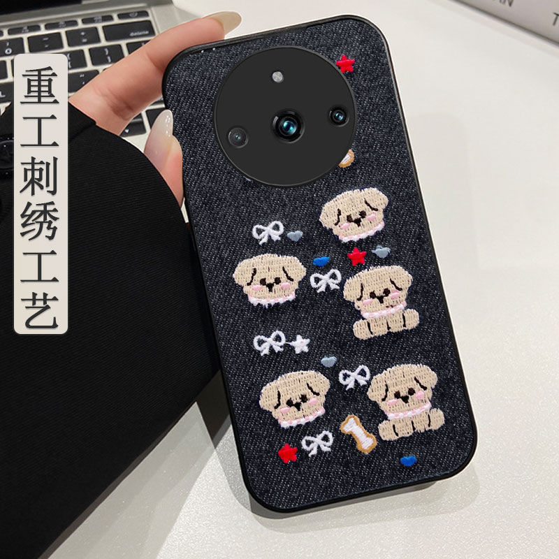 2026本命年布艺刺绣适用realme真我11手机壳针织12X高级感NEO3女款V50情侣NEO2保护套Q3i冬天Q5PRO全包Q3S - 图3