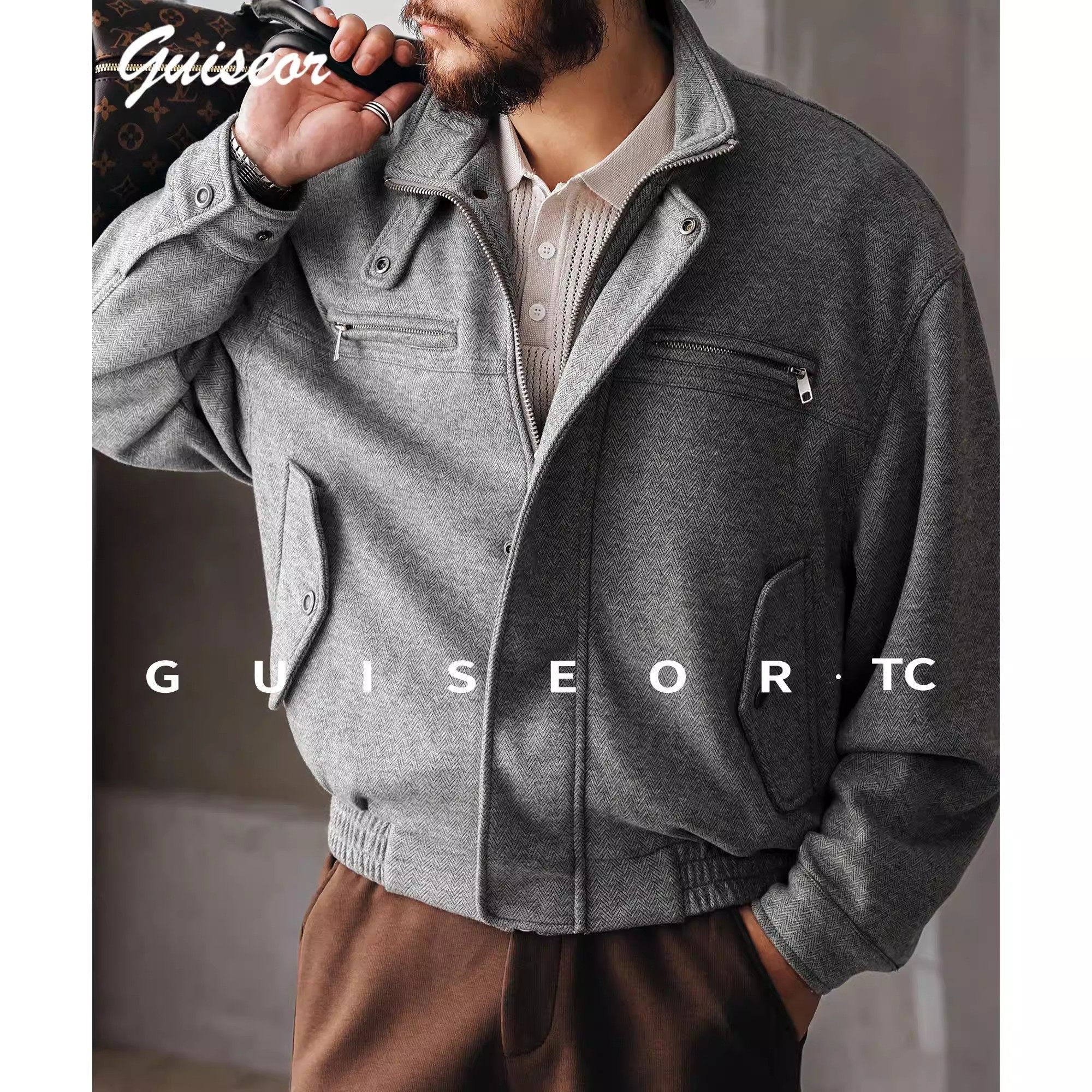 大码复古羊毛混纺老钱风毛呢夹克男士春秋新款宽松美式休闲外套男,淘宝优惠券,粉丝福利购,淘宝优惠卷