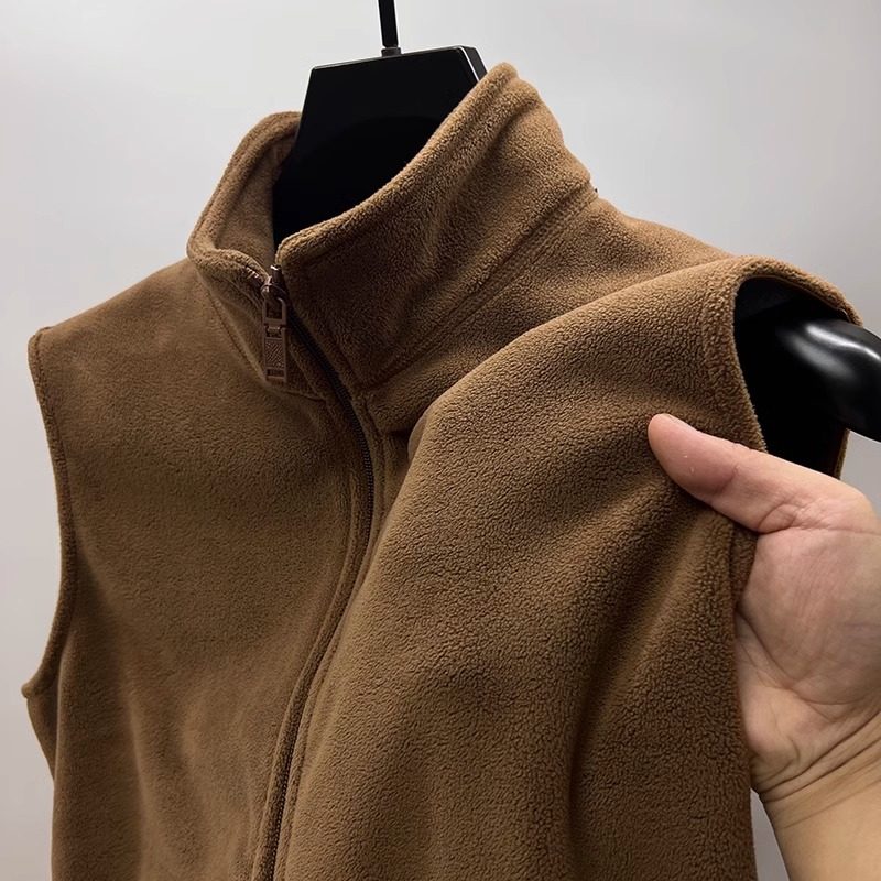 大码摇粒绒立领马甲男拉链秋冬季加厚双面奥粒绒无袖开衫外套背心,淘宝优惠券,粉丝福利购,淘宝优惠卷