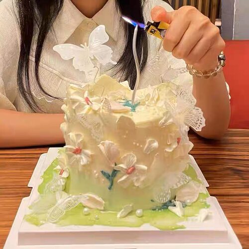 仙女蛋糕装饰唯美山谷风蝴蝶插件ins郁金香刮刀花女神生日装扮 - 图2