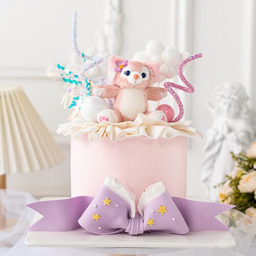 玲娜贝尔粉色小狐狸烘焙蛋糕装饰摆件川沙妲己网红女孩生日插件 - 图1