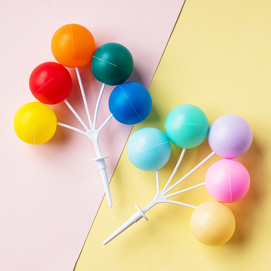 网红ins风蛋糕装饰彩色塑料气球串复古撞色大圆球生日甜品台插件