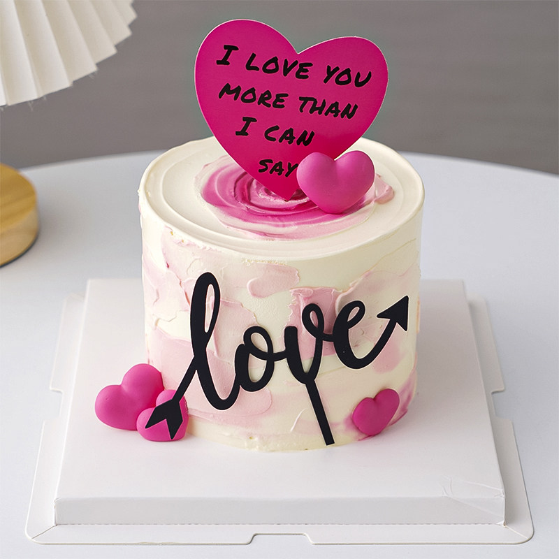 2025情人节蛋糕装饰我爱你爱心卡片亚克力love我想见你2.14插件