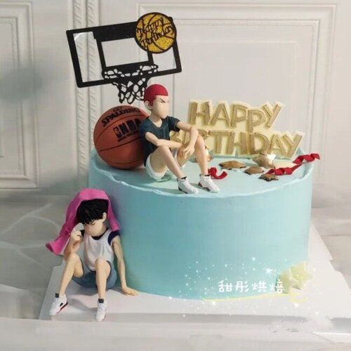 篮球蛋糕装饰摆件男神生日派对插牌打篮球插件儿童运动烘焙装扮 - 图3