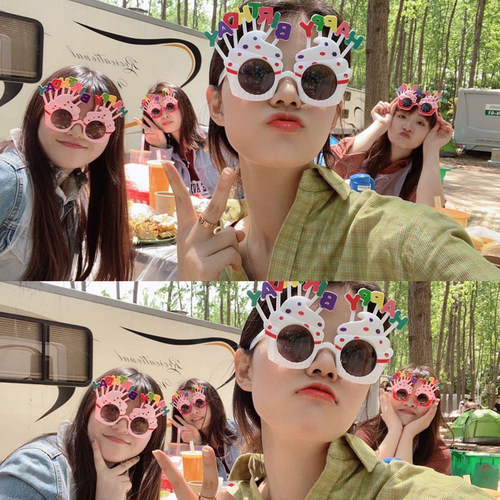 小红书同款生日搞怪眼镜毕业季女神派对自拍照道具装饰蛋糕装饰品 - 图2