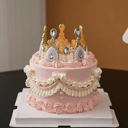 皇冠蛋糕装饰摆件珍珠水晶皇冠儿童迷你小皇冠公主生日配件插件 - 图1