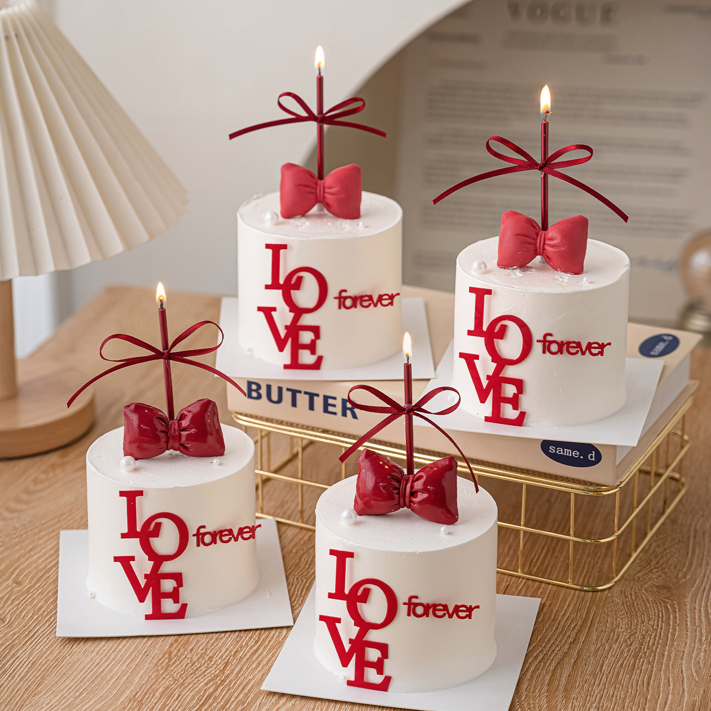 2.14情人节红色蝴蝶结蛋糕装饰LOVE forever亚克力情侣表白插件,淘宝优惠券,粉丝福利购,淘宝优惠卷