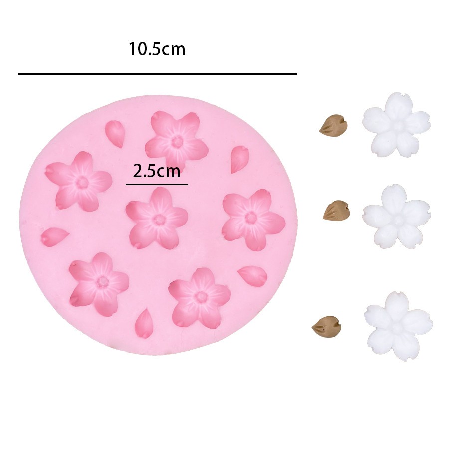 花朵叶子樱花瓣蛋糕装饰硅胶模具翻糖巧克力甜品台摆件烘焙模具-图1