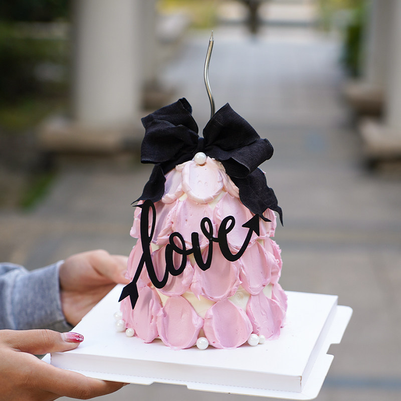 2.14情人节许愿树蛋糕装饰亚克力love插件情侣告白蝴蝶结2025装扮