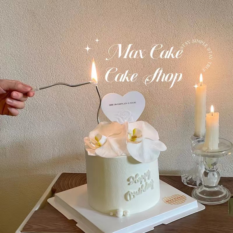 网红情人节蛋糕装饰白色蝴蝶兰仿真花女神生日快乐蛋糕插牌插件