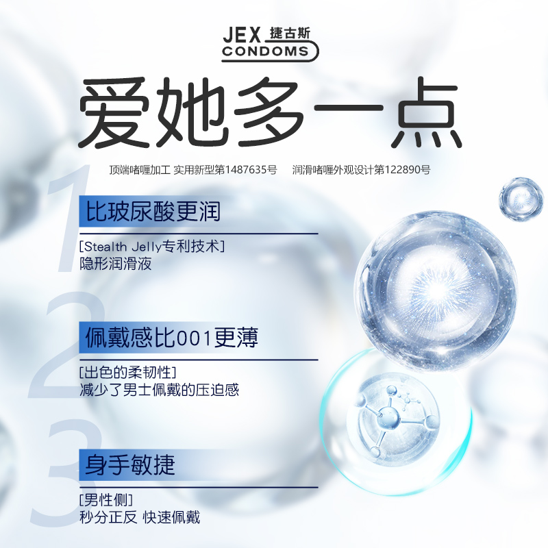 JEX捷古斯避孕套正品安全超薄裸入玻尿酸超润水多多备孕by安全套-图0