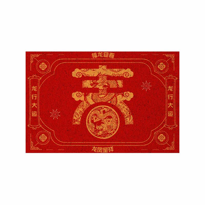 龙年2024新年大吉龙行大运中国年丝圈地垫子玄关门外入户门口脚垫