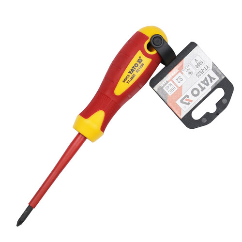 YATO 绝缘螺丝刀磁性电工专用一字十字米字VDE绝缘螺丝批工具 - 图0