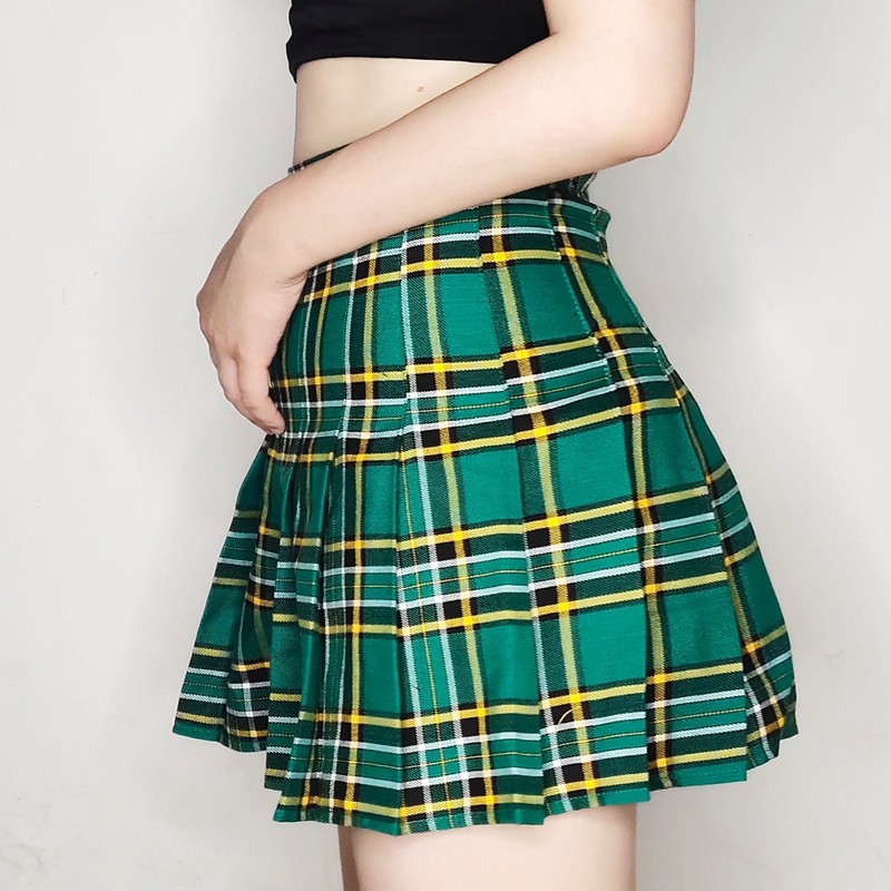学院风格纹不规则半裙Striped Pleated Patchwork Skirt