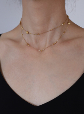 不掉色！INS新款放射圆珠毛衣链长链项链女冷淡风简约通勤百搭