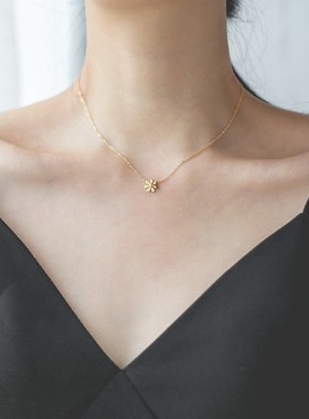 18k金小雏菊项链女夏小众设计