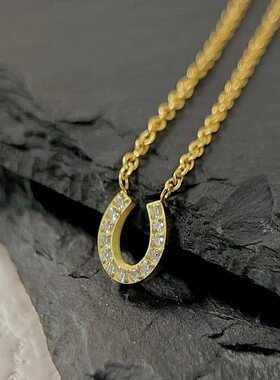 微镶锆石马蹄U形项链女颈链