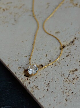 ins闪钻锆石项链气质温柔单钻