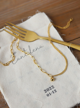 设计感轻奢拼接链条简约小球项链