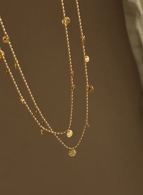 不掉色中古许愿池金币闪闪项链