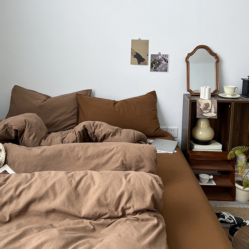 ins四件套纯棉床上用品被套全棉被罩床单学生单人宿舍三件套床笠4 - 图0