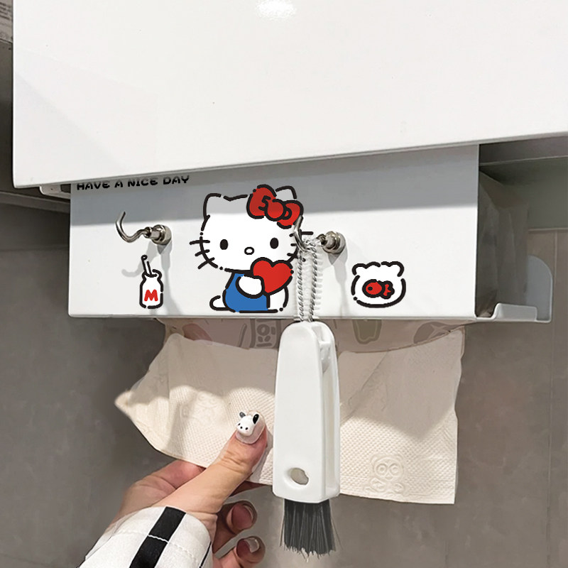 猫猫kitty厨房纸巾架免打孔悬挂式抽纸盒柜门下洗脸巾收纳盒倒挂,淘宝优惠券,粉丝福利购,淘宝优惠卷