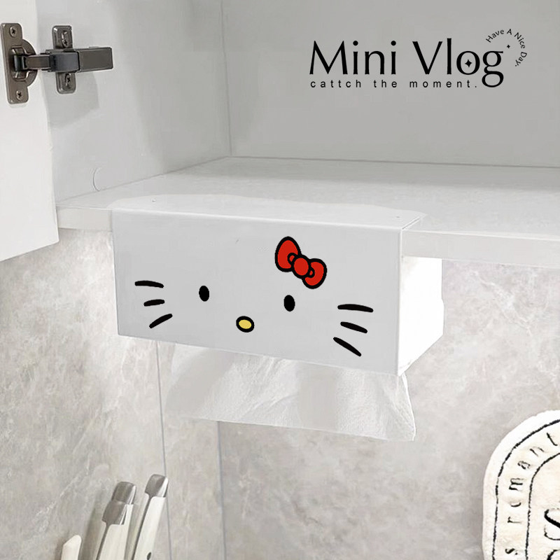 猫猫kitty厨房纸巾架免打孔悬挂式抽纸盒柜门下洗脸巾收纳盒倒挂,淘宝优惠券,粉丝福利购,淘宝优惠卷