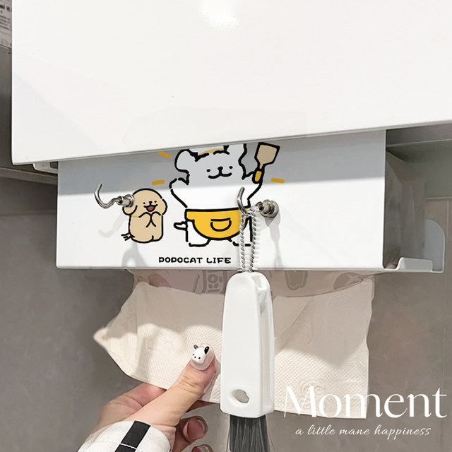 Dachshund kitchen tissue rack without punching suspension