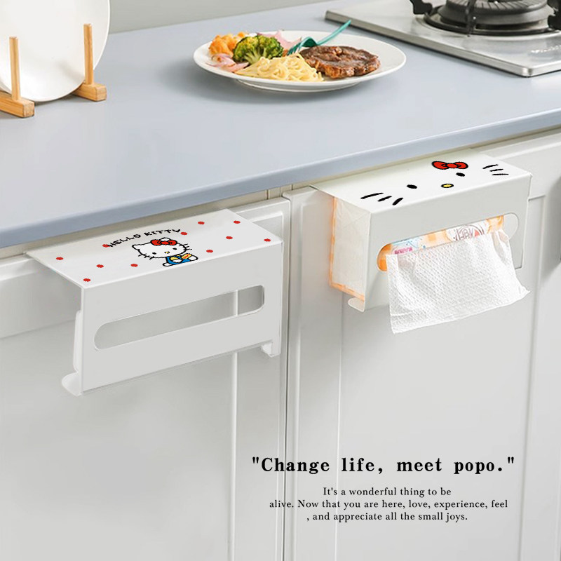 猫猫kitty厨房纸巾架免打孔悬挂式抽纸盒柜门下洗脸巾收纳盒倒挂,淘宝优惠券,粉丝福利购,淘宝优惠卷
