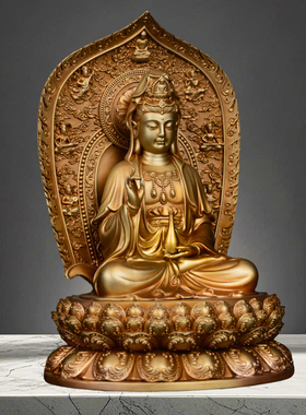 纯铜观世音菩萨佛像摆件