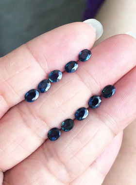 天然无烧蓝宝石裸石彩色宝石椭圆镶925银18K金戒指吊坠配石4*5mm