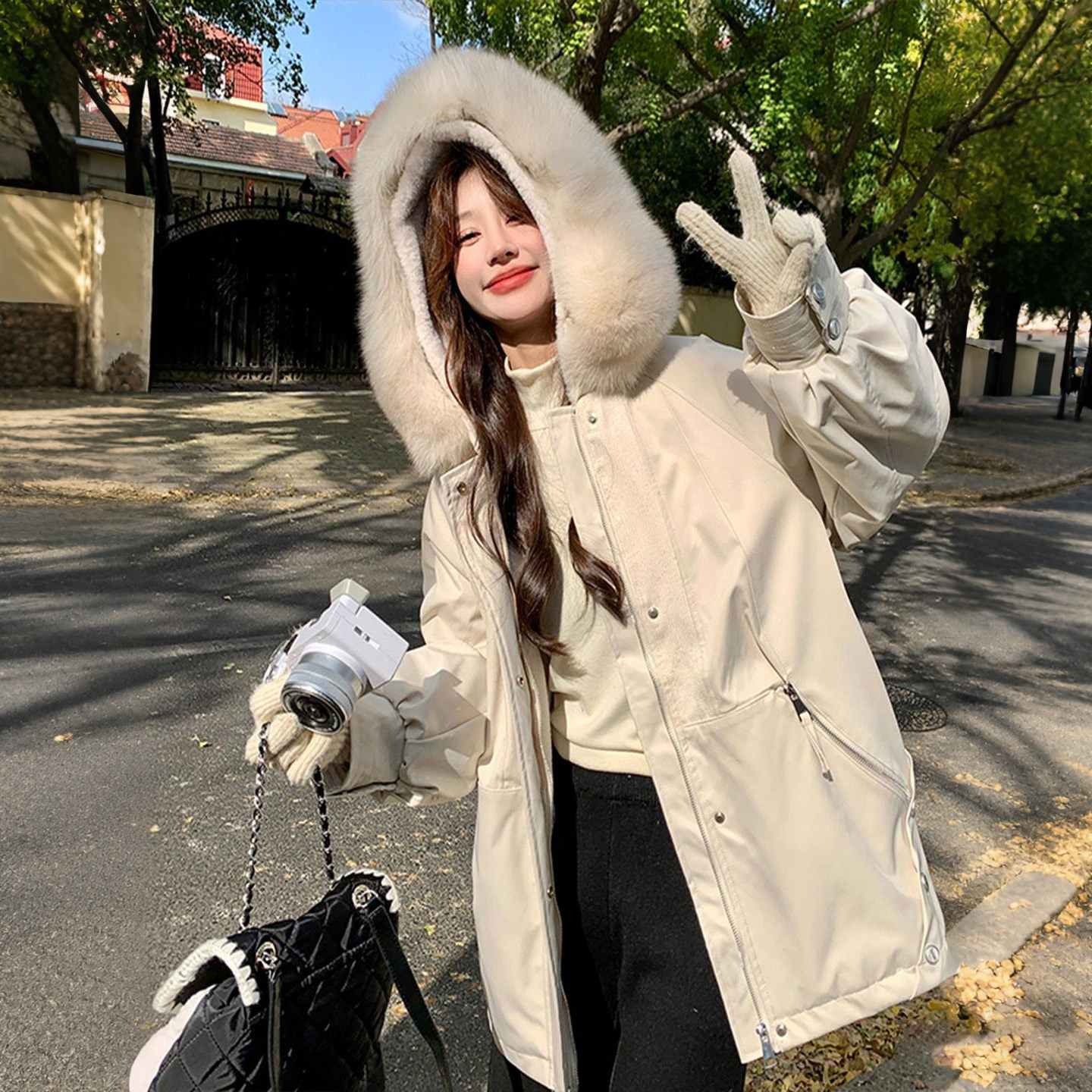 特大码女装胖mm时尚设计感毛领派克棉服女宽松加厚保暖棉衣外套潮,淘宝优惠券,粉丝福利购,淘宝优惠卷