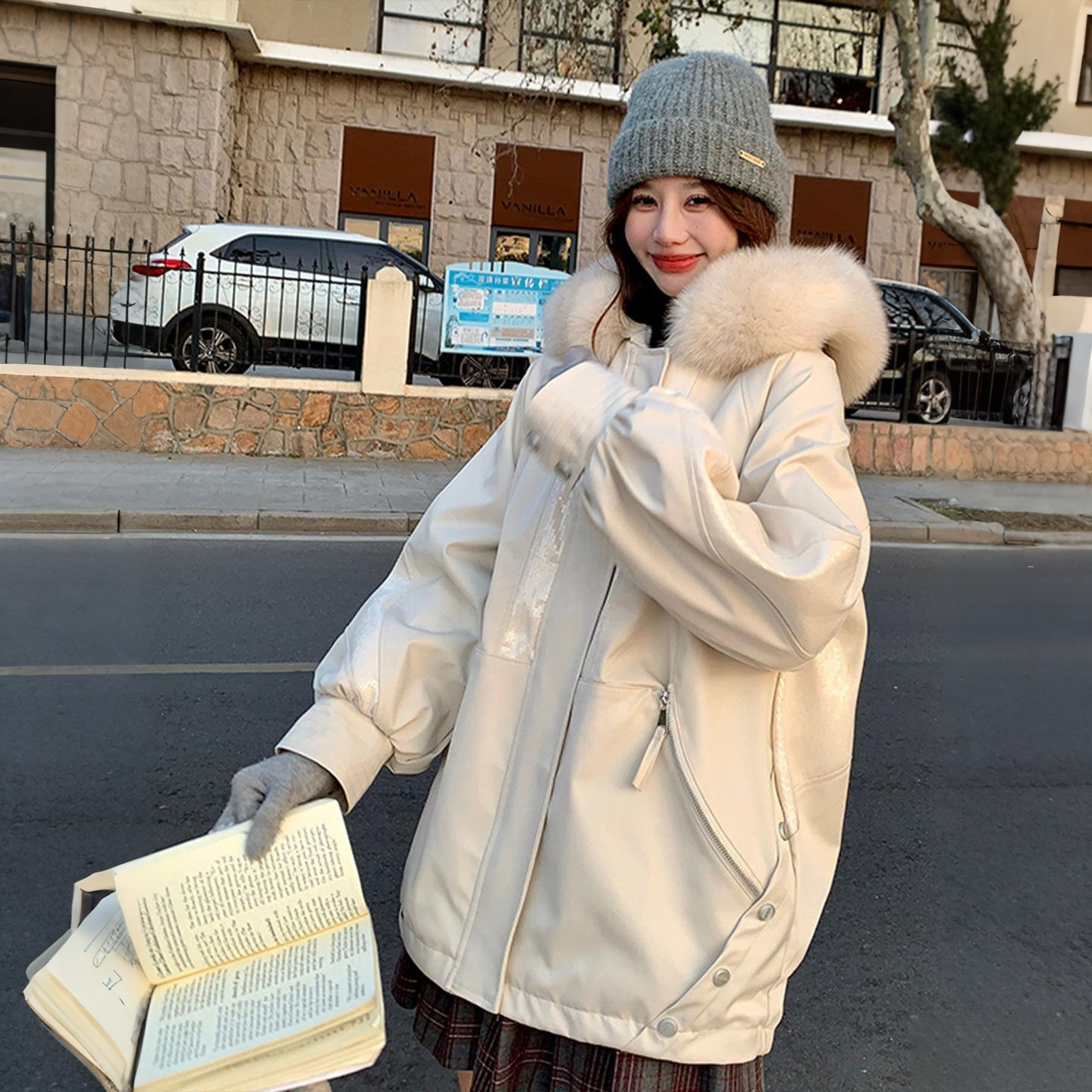 特大码女装胖mm时尚设计感毛领派克棉服女宽松加厚保暖棉衣外套潮,淘宝优惠券,粉丝福利购,淘宝优惠卷