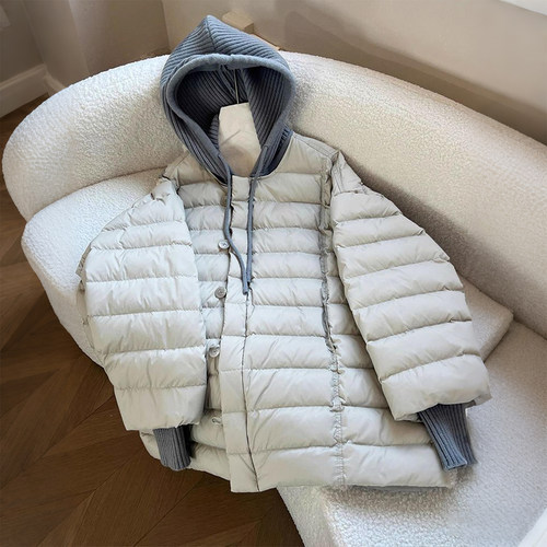 300斤大码女装胖mm假两件连帽棉服女冬季设计感百搭面包服外套潮 - 图0