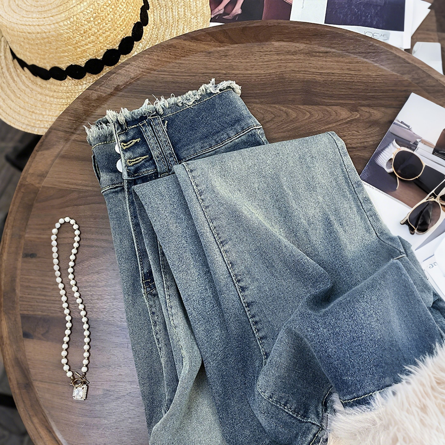 特大码女装胖mm复古加绒加厚牛仔裤女高腰显瘦设计感阔腿喇叭裤潮,淘宝优惠券,粉丝福利购,淘宝优惠卷