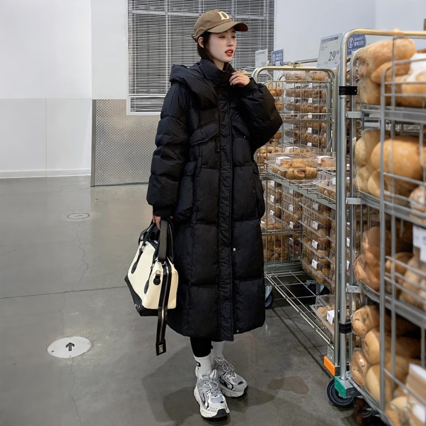 300斤特大码女装黑色连帽棉服外套女冬季胖mm中长款加厚保暖棉衣,淘宝优惠券,粉丝福利购,淘宝优惠卷