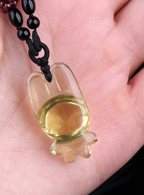 天然黄水晶小兔子吊坠招财可爱