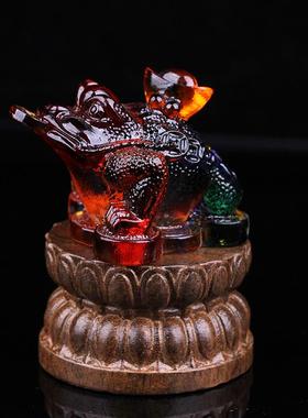 新品古法琉璃金蟾招财桌面摆件