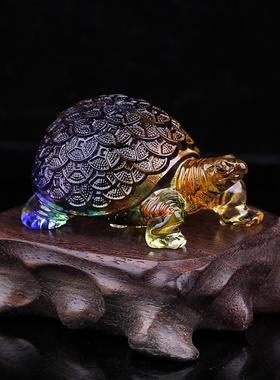 新品古法琉璃金钱龟招财水晶摆件