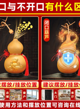 天然的干葫芦开口闭口带龙头门对门五帝钱挂件特大号文玩摆件