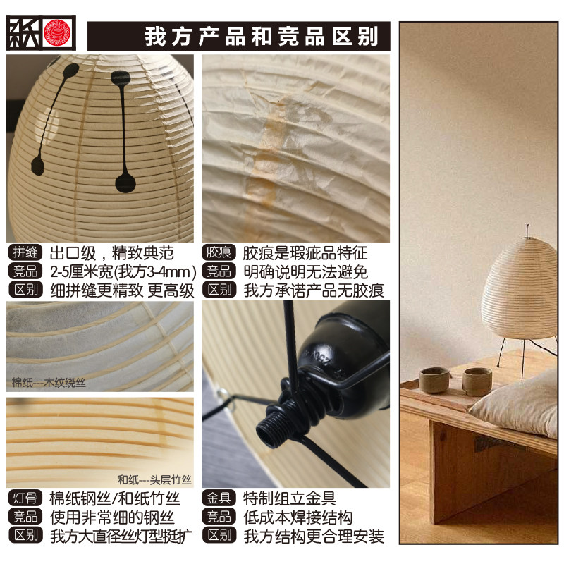 akari野口勇台灯具1A日式落地灯日本诧寂卧室床头侘寂风复古次七_虎窝淘