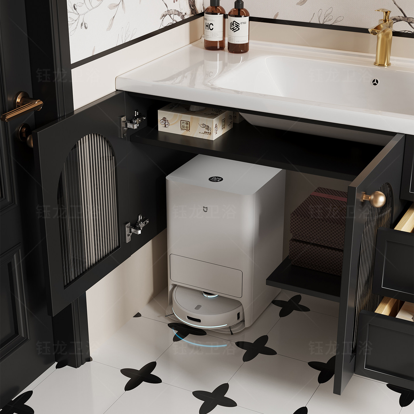 法式复古浴室柜扫地机器人基站美式轻奢陶瓷一体盆洗手洗漱台卫浴,淘宝优惠券,粉丝福利购,淘宝优惠卷