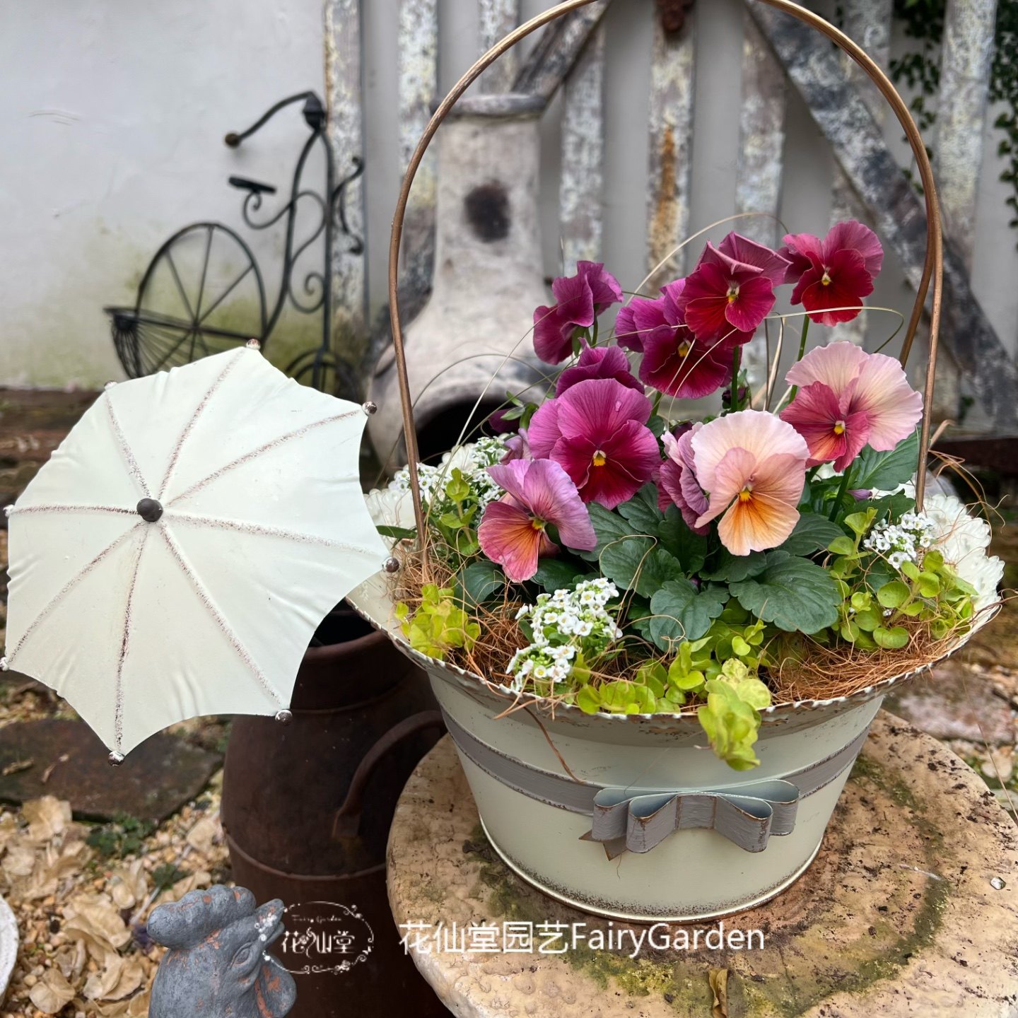 复古做旧铁艺小雨伞花插花园阳台花盆装饰品摆件园艺杂货花仙堂,淘宝优惠券,粉丝福利购,淘宝优惠卷