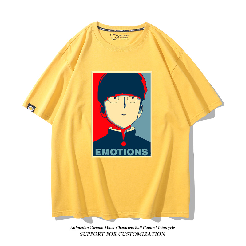 灵能百分百短袖T恤路人超能100影山茂夫小酒窝周边纯棉衣服男 - 图2