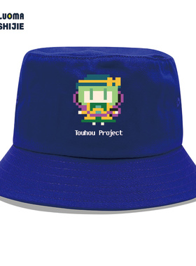 东方project动漫周边博丽灵梦可爱像素风渔夫帽户外防晒遮阳盆帽
