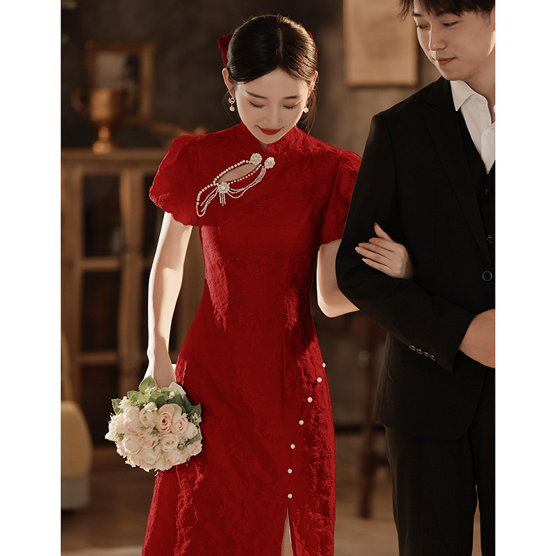 旗袍订婚连衣裙平时可穿夏季敬酒服 韩兰朵礼服/晚装